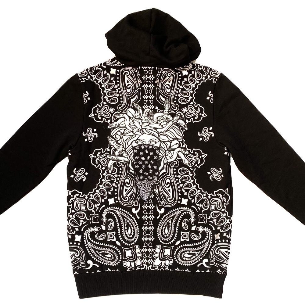 CROOKS AND CASTLES Mens Bandana Bandusa Hoodie Black XXL